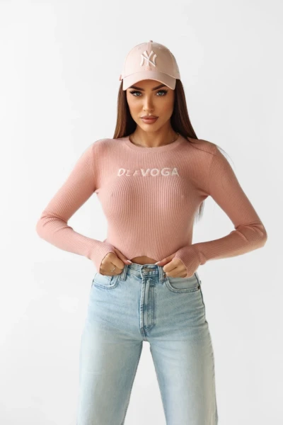 Sweter damski OLAVOGA JACQUELINE 2025 pudrowy róż - maWer Fashion