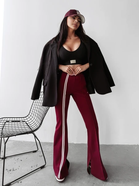 Spodnie damskie OLAVOGA CLOCHE 2025 bordowe - maWer Fashion