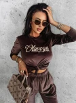 Welurowy komplet damski OLAVOGA SOULMATE brąz – maWer Fashion