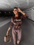 Welurowy komplet damski OLAVOGA SOULMATE brąz – maWer Fashion