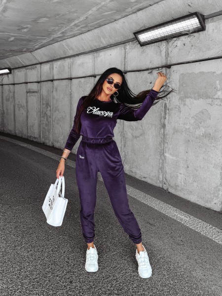 Welurowy komplet damski OLAVOGA SOULMATE śliwka – maWer Fashion