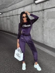Welurowy komplet damski OLAVOGA SOULMATE śliwka – maWer Fashion
