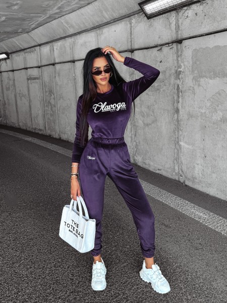 Welurowy komplet damski OLAVOGA SOULMATE śliwka – maWer Fashion