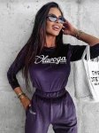 Welurowy komplet damski OLAVOGA SOULMATE śliwka – maWer Fashion