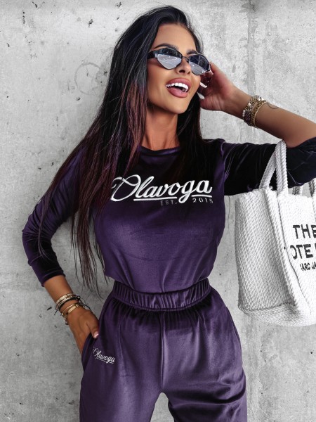 Welurowy komplet damski OLAVOGA SOULMATE śliwka – maWer Fashion