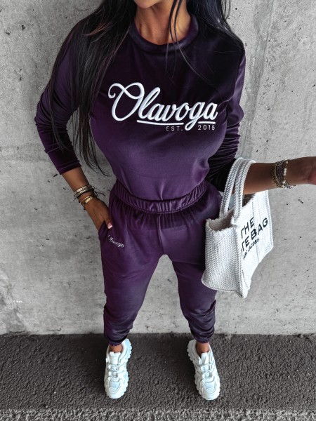 Welurowy komplet damski OLAVOGA SOULMATE śliwka – maWer Fashion