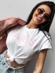 T-shirt damski OLAVOGA NANTE 2025 ecru - maWer Fashion