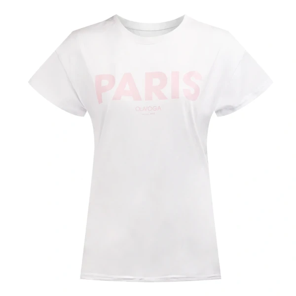 T-shirt damski OLAVOGA NANTE 2025 ecru - maWer Fashion