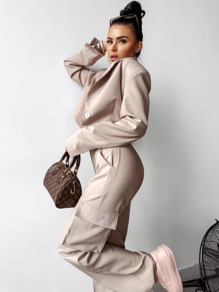 Komplet damski OLAVOGA MOHITO 2025 beżowy - maWer Fashion