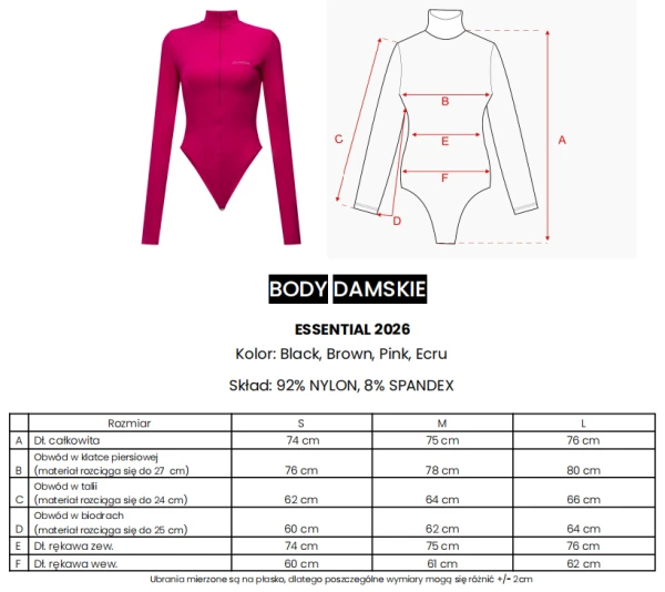 Body OLAVOGA ESSENTIAL 2026 róż - maWer Fashion