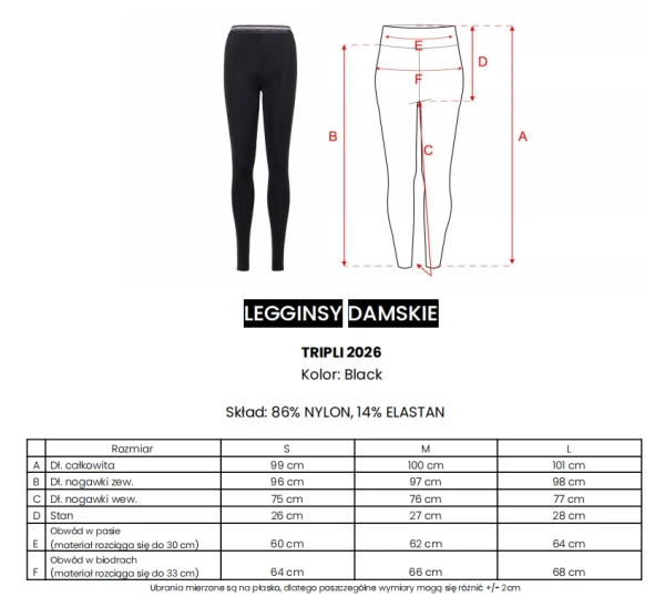 Legginsy damskie OLAVOGA TRIPLI 2026 czarne - maWer Fashion