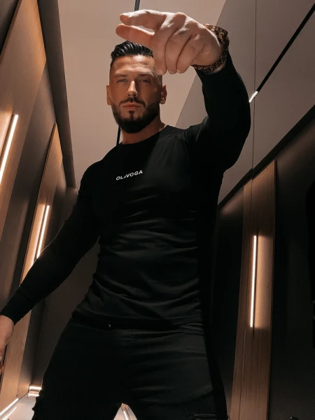 Bluzka męska longsleeve OLAVOGA ZURI 2026 czarna - maWer Fashion