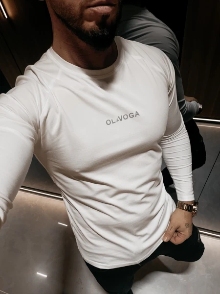 Bluzka męska longsleeve OLAVOGA ZURI 2026 ecru - maWer Fashion