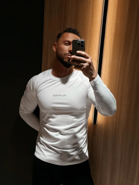 Bluzka męska longsleeve OLAVOGA ZURI 2026 ecru - maWer Fashion