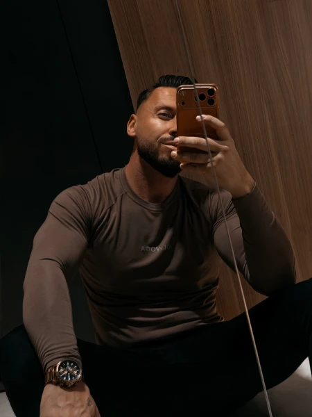 Bluzka męska longsleeve OLAVOGA ZURI 2026 cappuccino - maWer Fashion
