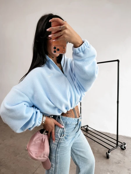 Bluza damska OLAVOGA SOFTI 2026 niebieska - maWer Fashion