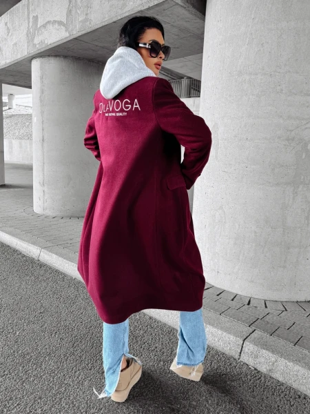 Płaszcz damski OLAVOGA PRIMO bordowy – maWer Fashion