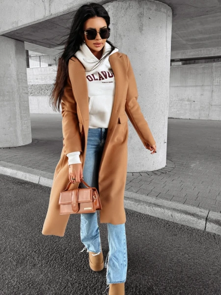 Płaszcz damski OLAVOGA PRIMO beżowy – maWer Fashion