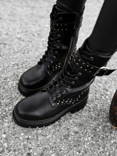 Buty damskie Workery OLAVOGA MANNER czarne - maWer Fashion