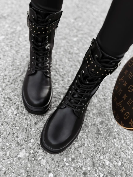 Buty damskie Workery OLAVOGA MANNER czarne - maWer Fashion