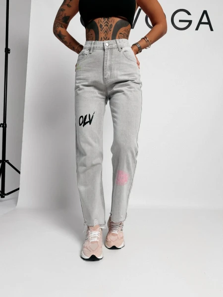 Spodnie damskie jeansy OLAVOGA VIVID 2026 szare - maWer Fashion