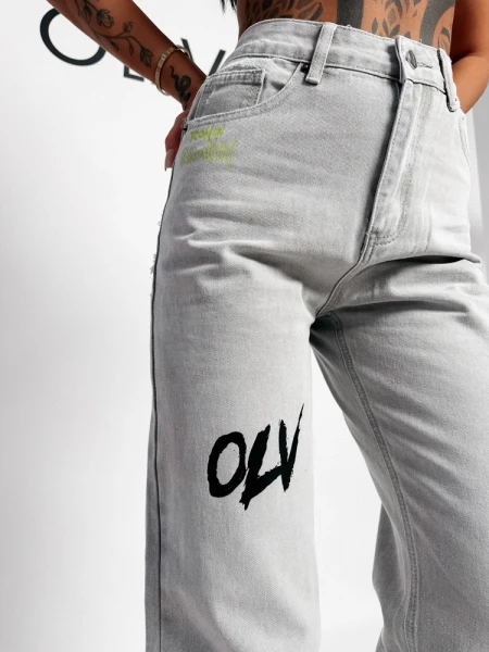 Spodnie damskie jeansy OLAVOGA VIVID 2026 szare - maWer Fashion