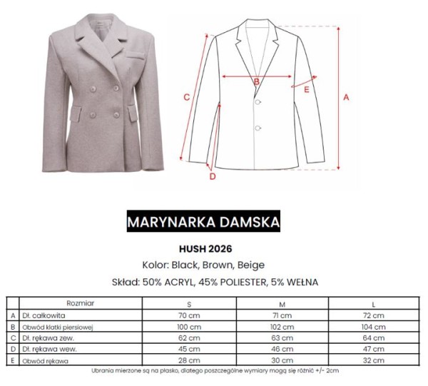 Marynarka damska OLAVOGA HUSH 2026 czarna - maWer Fashion