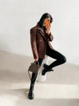 Marynarka damska OLAVOGA HUSH 2026 brąz - maWer Fashion