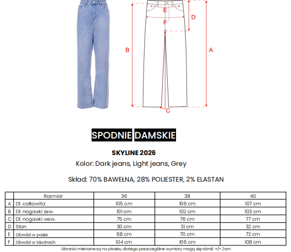 Spodnie damskie jeansy OLAVOGA SKYLINE 2026 ciemny jeans - maWer Fashion