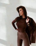 Bluzka damska OLAVOGA FERON 2026 brąz - maWer Fashion