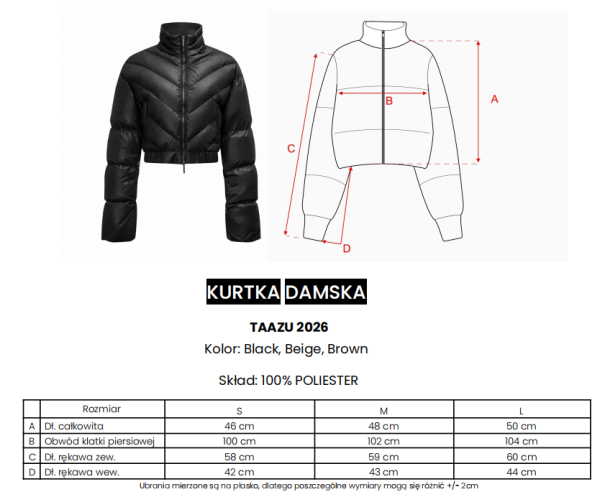 Kurtka damska OLAVOGA TAAZU 2026 czarna - maWer Fashion