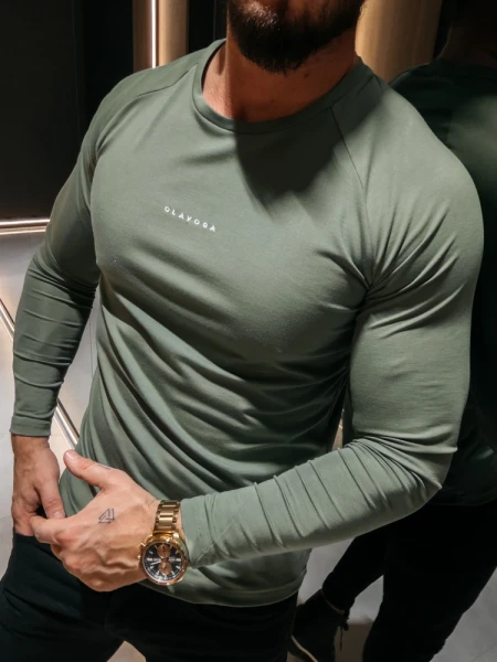 Longsleeve bluzka męska OLAVOGA MIRE 2026 olivka - maWer Fashion