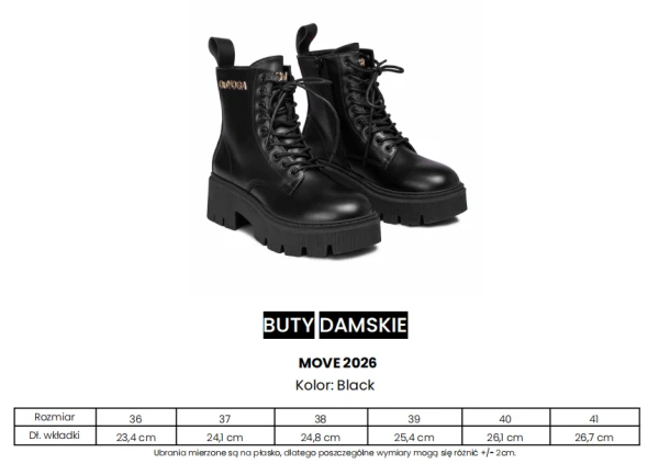 Buty damskie workery OLAVOGA MOVE 2026 czarne - maWer Fashion