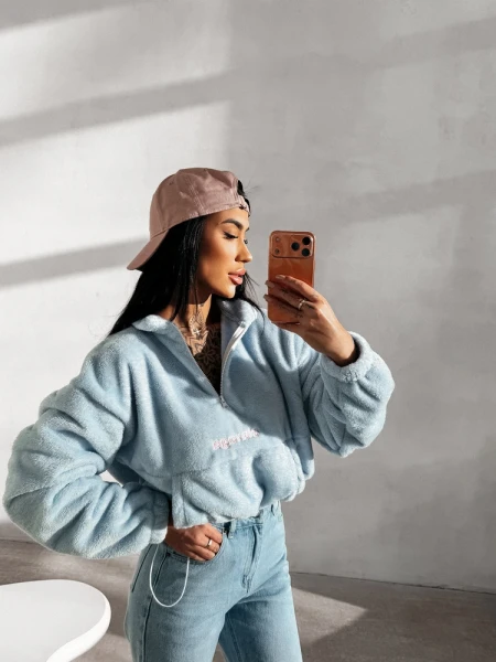 Bluza damska polar OLAVOGA EMINO 2026 błękit - maWer Fashion