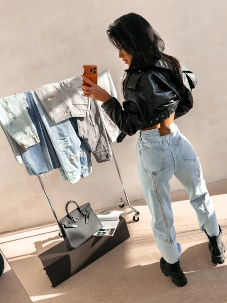 Spodnie damskie jeansy OLAVOGA SKYLINE 2026 ciemny jeans - maWer Fashion