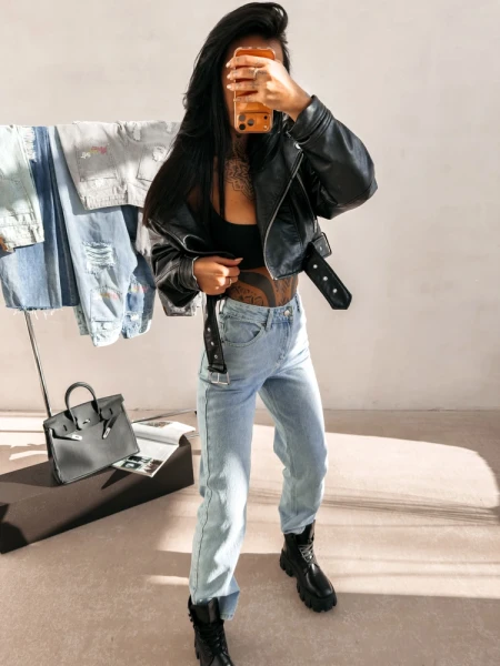 Spodnie damskie jeansy OLAVOGA SKYLINE 2026 ciemny jeans - maWer Fashion