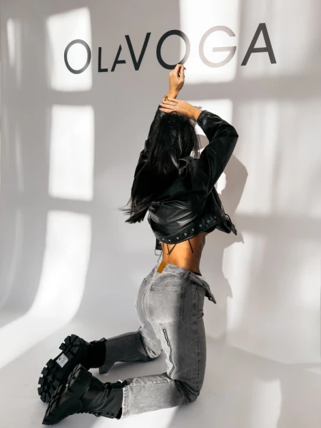 Spodnie damskie jeansy OLAVOGA SKYLINE 2026 szare - maWer Fashion