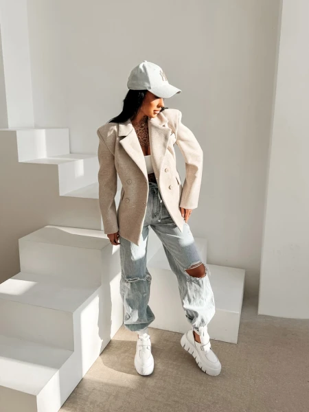 Marynarka damska OLAVOGA HUSH 2026 beż - maWer Fashion