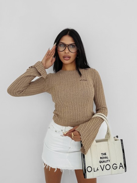 Sweter damski OLAVOGA ZIRRA 2025 brązowy - maWer Fashion