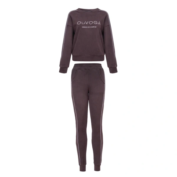 Polarowy komplet damski OLAVOGA LENTO 2026 brąz - maWer Fashion