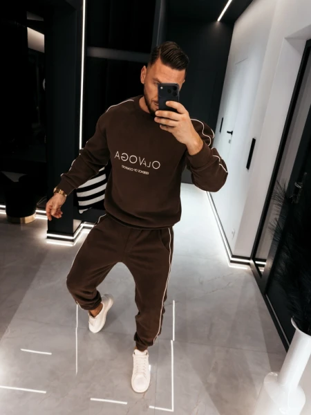Polarowy komplet męski OLAVOGA LENTO MEN 2026 brąz - maWer Fashion