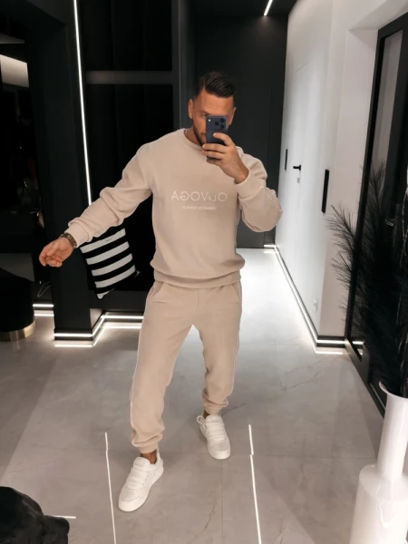 Polarowy komplet męski OLAVOGA LENTO MEN 2026 beż - maWer Fashion