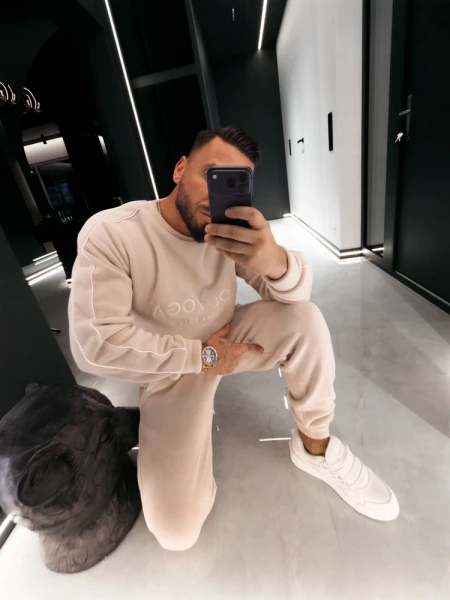 Polarowy komplet męski OLAVOGA LENTO MEN 2026 beż - maWer Fashion