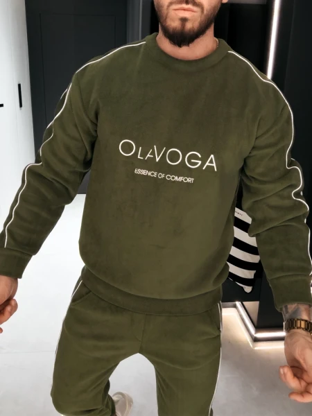 Polarowy komplet męski OLAVOGA LENTO MEN 2026 zielony - maWer Fashion