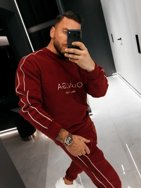 Polarowy komplet męski OLAVOGA LENTO MEN 2026 bordowy - maWer Fashion