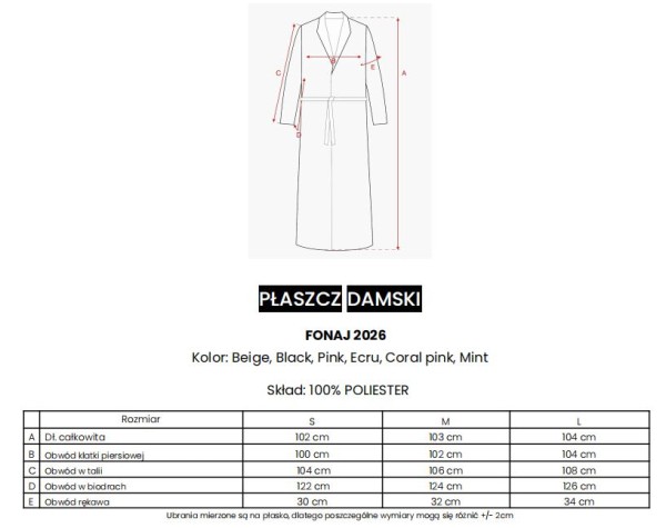 Płaszcz damski OLAVOGA FONAJ 2026 beż - maWer Fashion