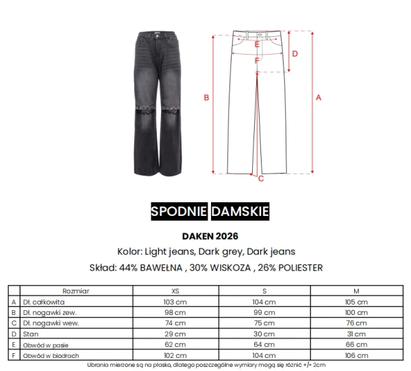 Spodnie damskie OLAVOGA DAKEN 2026 jasny jeans -maWer Fashion
