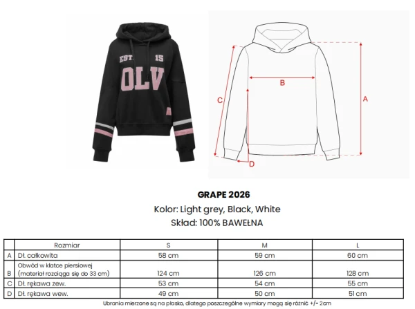 Bluza damska OLAVOGA GRAPE 2026 jasny szary - maWer Fashion