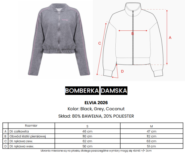 Bomberka kurtka damska OLAVOGA ELVIA 2026 szara - maWer Fashion