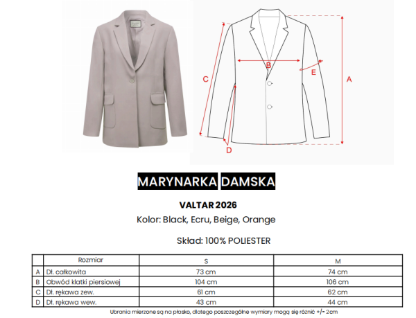 Marynarka damska OLAVOGA VALTAR 2026 beż- maWer Fashion